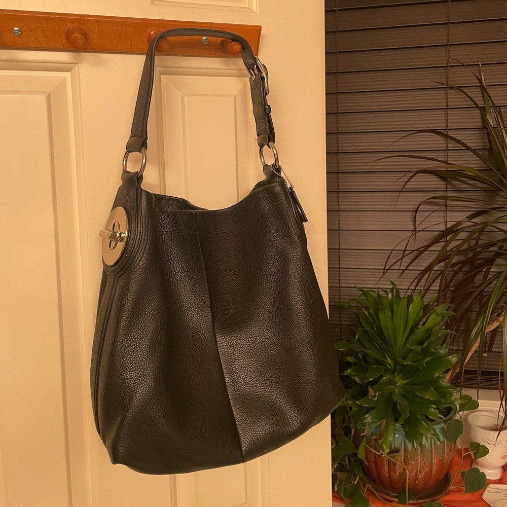 Authentic Coach Black Leather Handbag